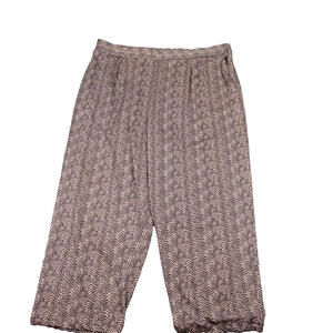 ANTHONY ORIGINALS Women's Pants 2X Beige Black Chevron Print Elastic Waist‎
